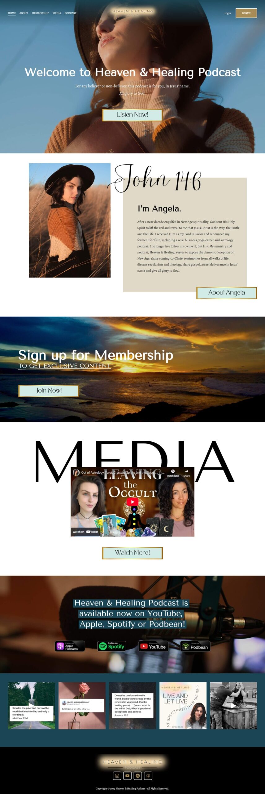 Homepage website design for Christian Podcast